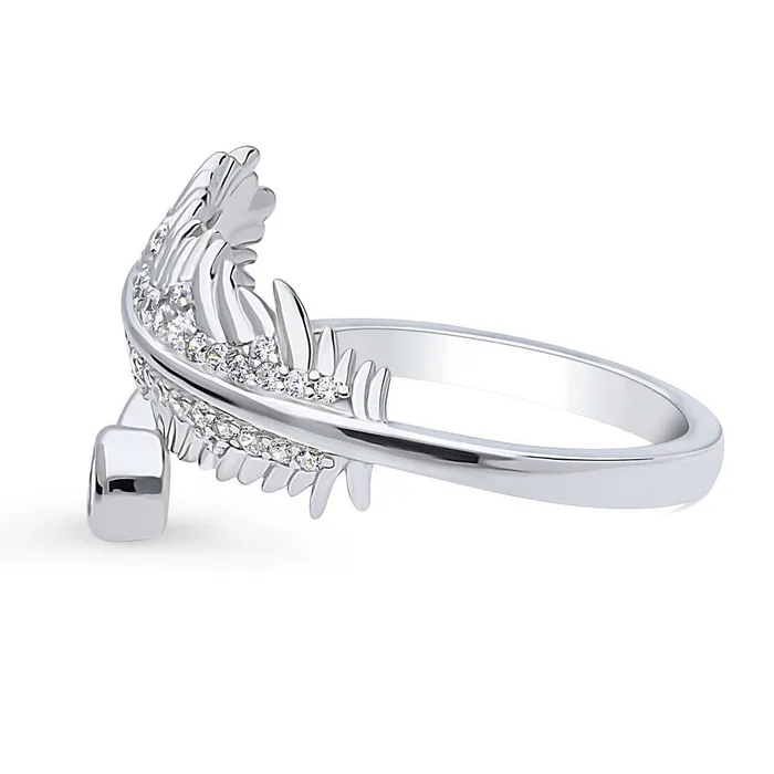 Rings Feather Bypass CZ Ring in Sterling Silver BERRICLE