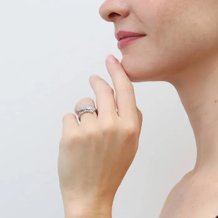 Rings Feather Bypass CZ Ring in Sterling Silver BERRICLE