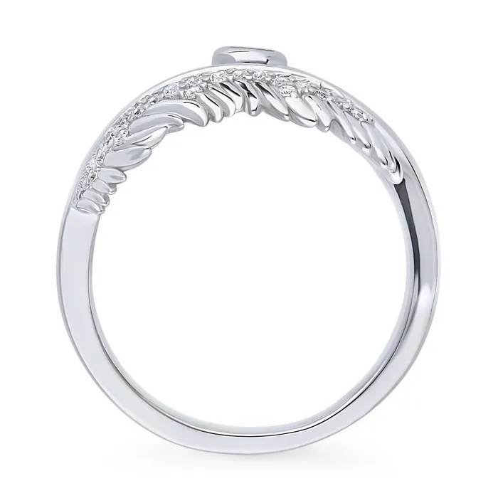Rings Feather Bypass CZ Ring in Sterling Silver BERRICLE