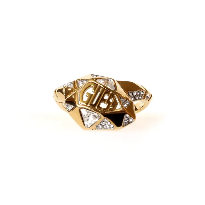 Rings Guess Guess Ring Ip Gold With Stone Snake Head Design Size 825