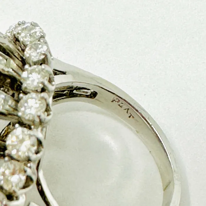 Rings Jewelry Platinum Crown Style Ring with Pearl and Diamonds