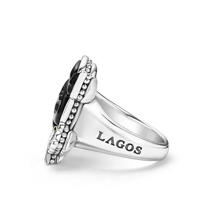 Rings LAGOS Anthem Black Agate Krunch Ring
