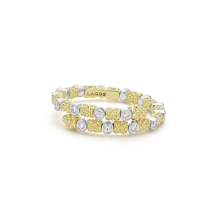 Rings Signature Caviar 18K Gold and Diamond Superfine Band Ring LAGOS