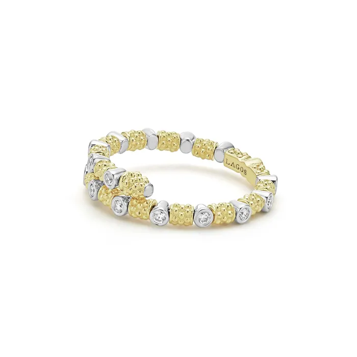 Rings Signature Caviar 18K Gold and Diamond Superfine Band Ring LAGOS