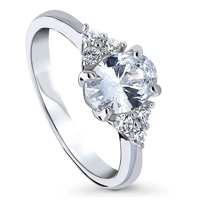 Rings Solitaire 12ct Oval CZ Ring in Sterling Silver BERRICLE