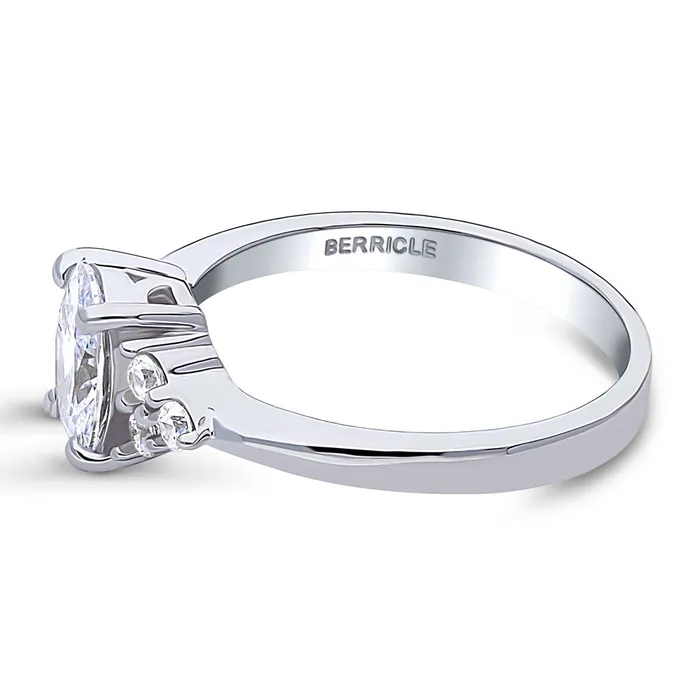 Rings Solitaire 12ct Oval CZ Ring in Sterling Silver BERRICLE