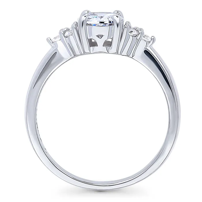 Rings Solitaire 12ct Oval CZ Ring in Sterling Silver BERRICLE