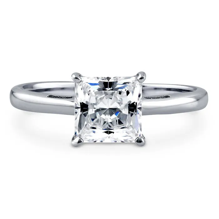 Rings Solitaire 16ct Princess CZ Ring in Sterling Silver BERRICLE