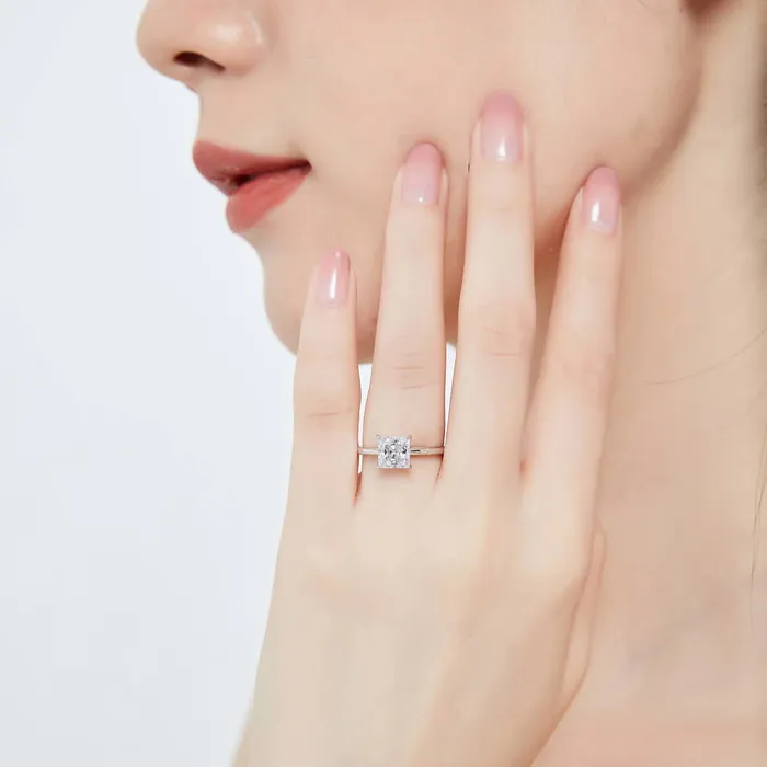 Rings Solitaire 16ct Princess CZ Ring in Sterling Silver BERRICLE