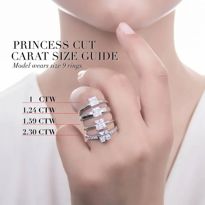 Rings Solitaire 16ct Princess CZ Ring in Sterling Silver BERRICLE