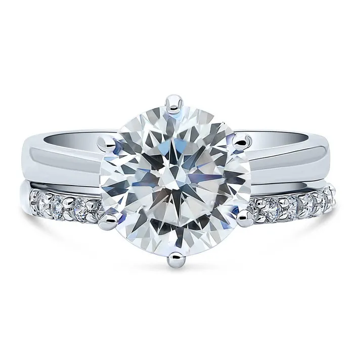 Rings Solitaire 38ct CZ Ring Set in Sterling Silver BERRICLE