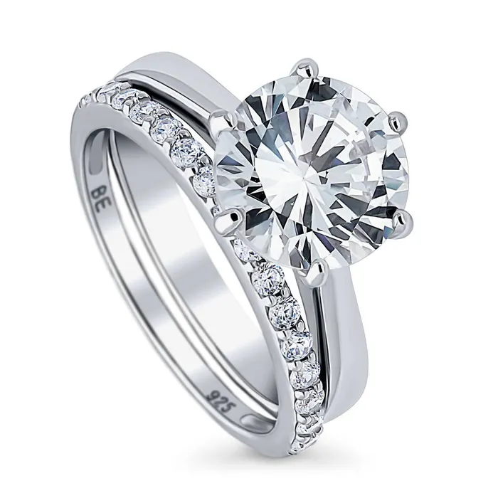 Rings Solitaire 38ct CZ Ring Set in Sterling Silver BERRICLE