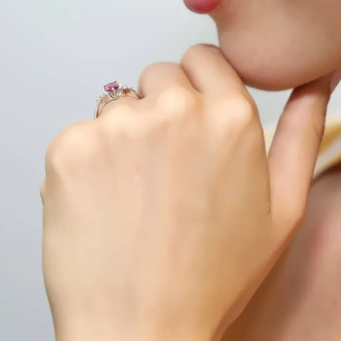 Rings Solitaire Red Pear CZ Ring in Sterling Silver 08ct BERRICLE