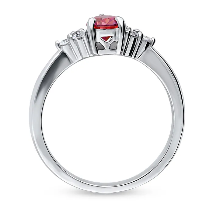 Rings Solitaire Red Pear CZ Ring in Sterling Silver 08ct BERRICLE