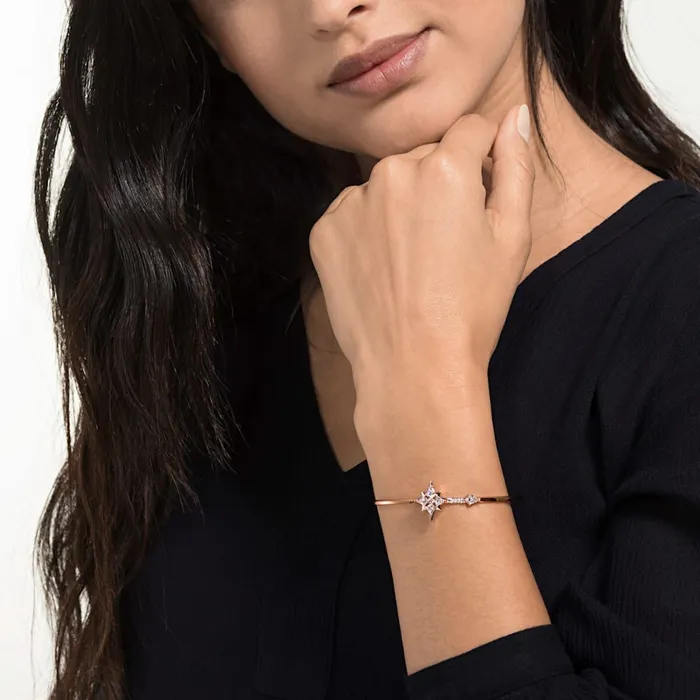 Rings Swarovski Swarovski Symbolic Bangle White Rhodium Platedwhite RoseGold Tone Size M