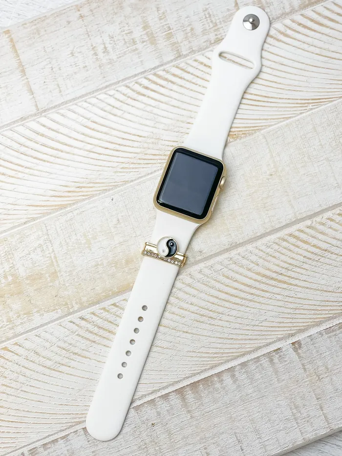 Rings White Silicone Watch Band with Charms Yin Yang Prep Obsessed PR