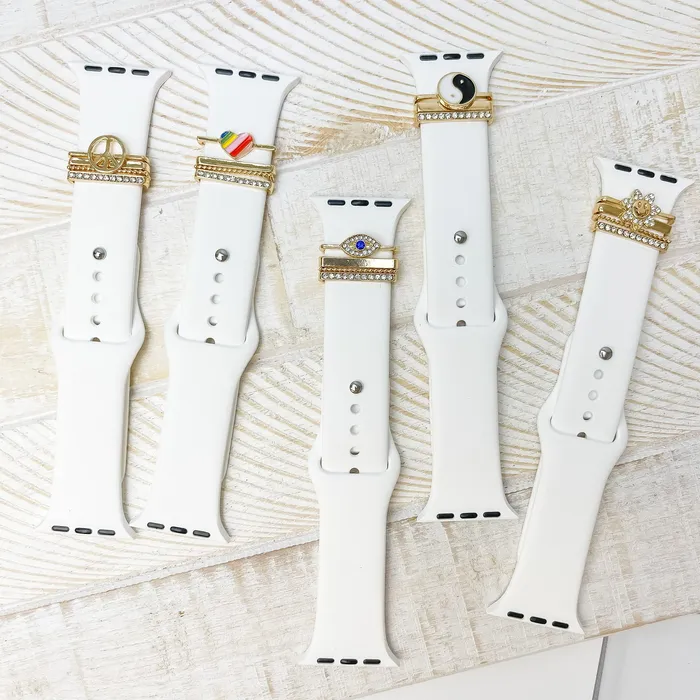 Rings White Silicone Watch Band with Charms Yin Yang Prep Obsessed PR