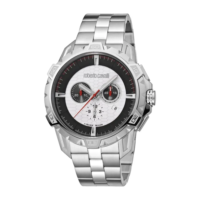 Roberto Cavalli Mens Chronograph Watch Ss Metal Bracelet Case With BlackSilver Color Dial Roberto Cavalli Bracelets