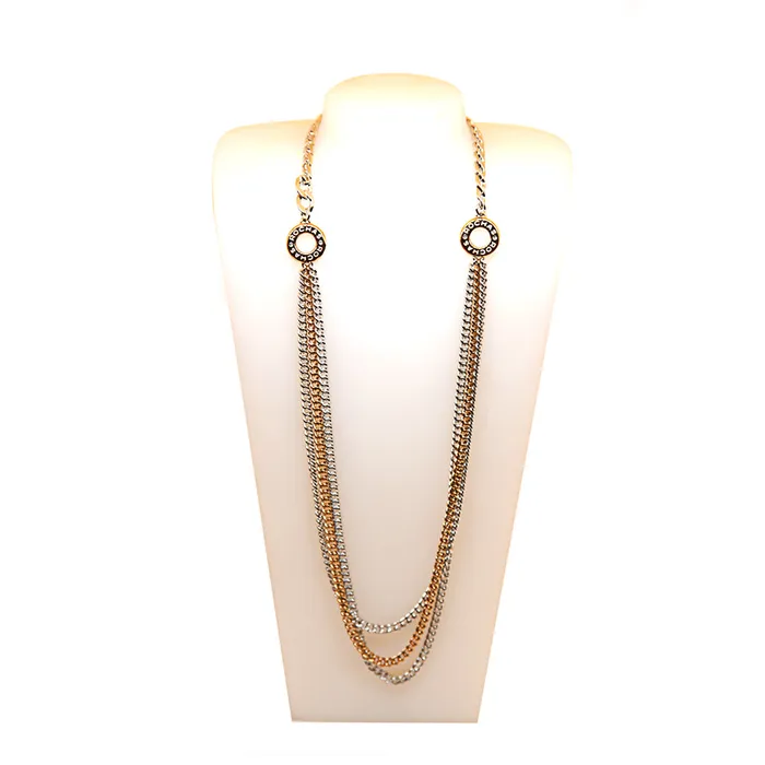 Rochas Ladies Neacklace Silver ColorIp Rosegold Chain With Stone Rochas Necklaces