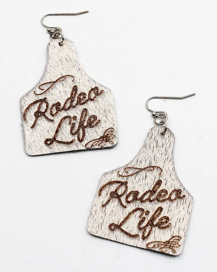 RODEO LIFE Cow Hide Earrings 04102023 Earrings