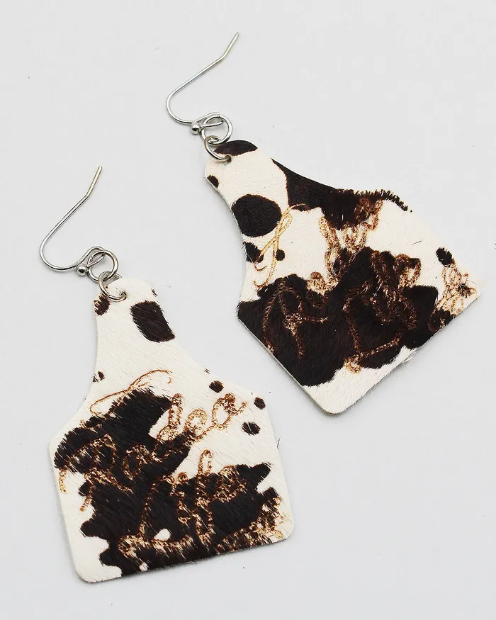 RODEO LIFE Cow Hide Earrings 04102023 Earrings