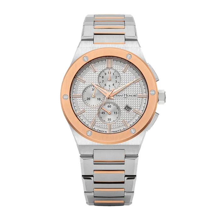 Saint Honore Haussman Mens White Dial Silver Rose Gold Watch Saint Honore Rings
