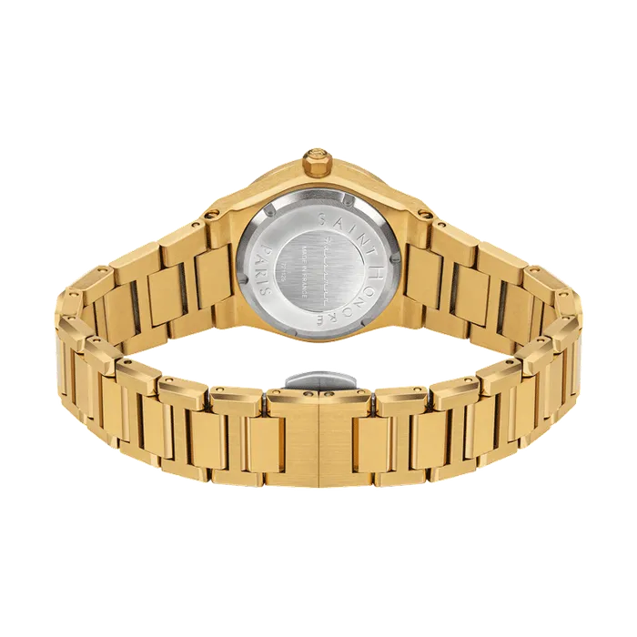 Saint Honore Haussman Womens Green Dial Stainless Steel Gold Plated Bracelet Watch Saint Honore Bracelets