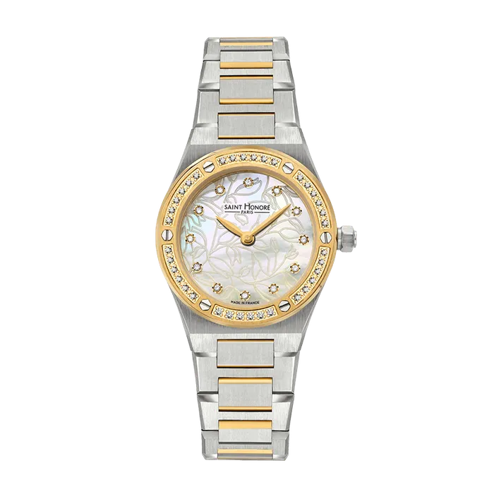 Saint Honore Watches Saint Honore Haussman Womens Champagne MOP Dial Silver Gold Watch