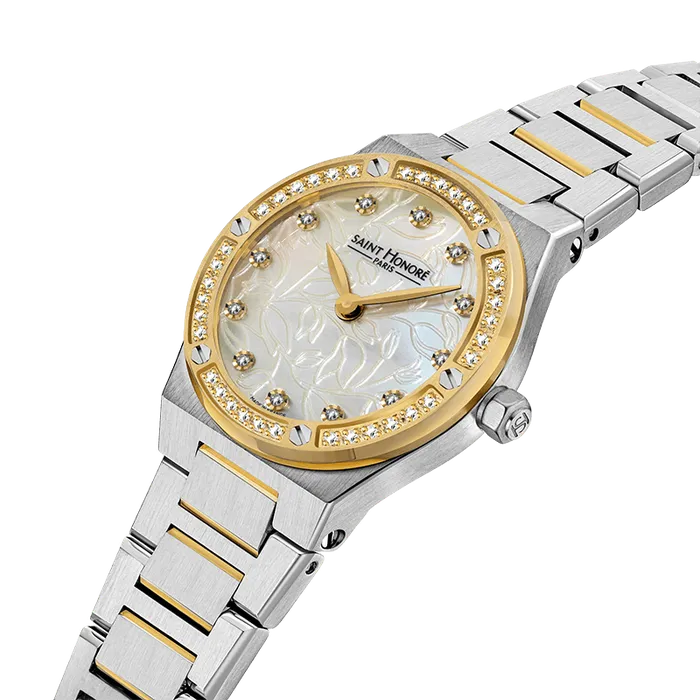 Saint Honore Watches Saint Honore Haussman Womens Champagne MOP Dial Silver Gold Watch