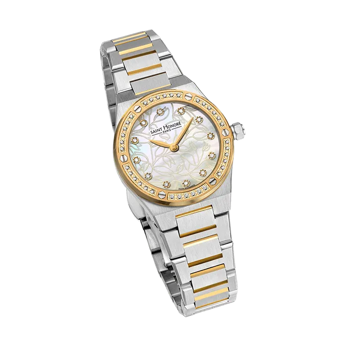 Saint Honore Watches Saint Honore Haussman Womens Champagne MOP Dial Silver Gold Watch
