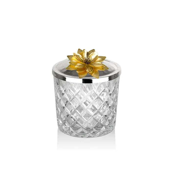 Select Home Rings Select Home New Lotus Cylinder Cut Glass Case 12x12 Cm Silver