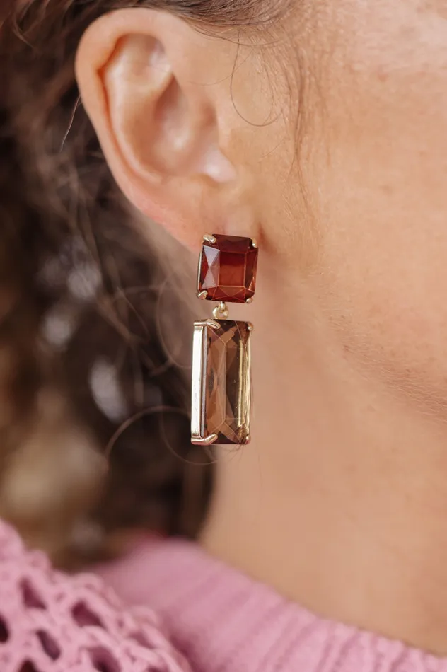 Sparkly Spirit Rectangle Crystal Earrings in Smoke Ave Shops Earrings