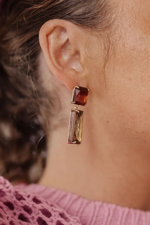 Sparkly Spirit Rectangle Crystal Earrings in Smoke Ave Shops Earrings