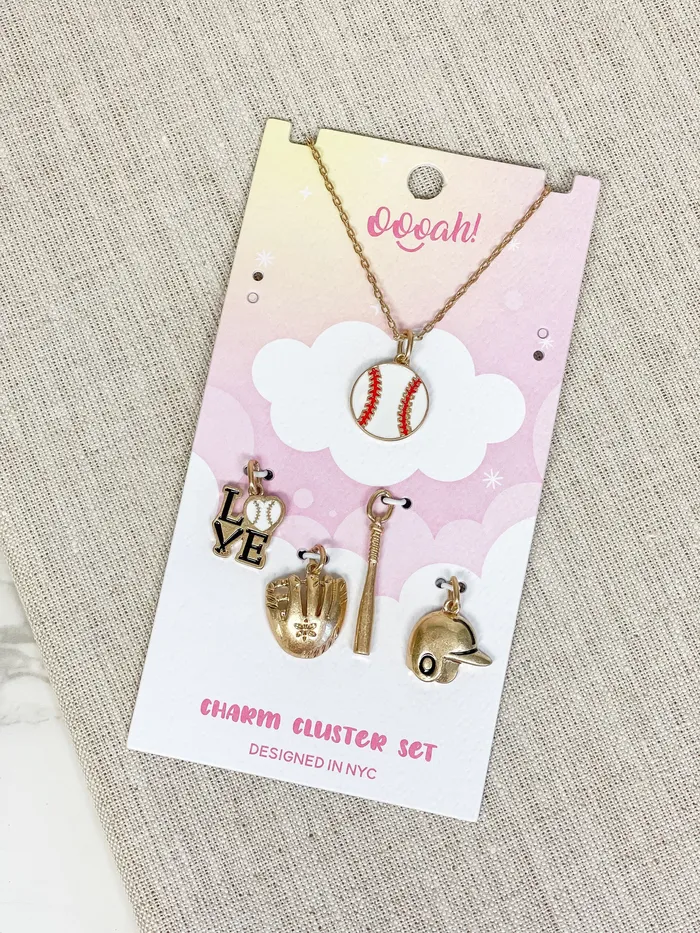 Sports Charm Necklace Cluster Set Baseball Prep Obsessed ESS Charm Necklaces