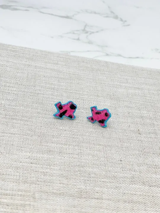 State of Texas Hot Pink Leopard Stud Earrings Prep Obsessed LM Earrings