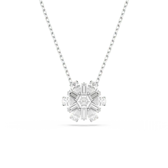 Swarovski Idyllia Necklace Pendant Mixed cuts Snowflake White Rhodium plated Swarovski Necklaces