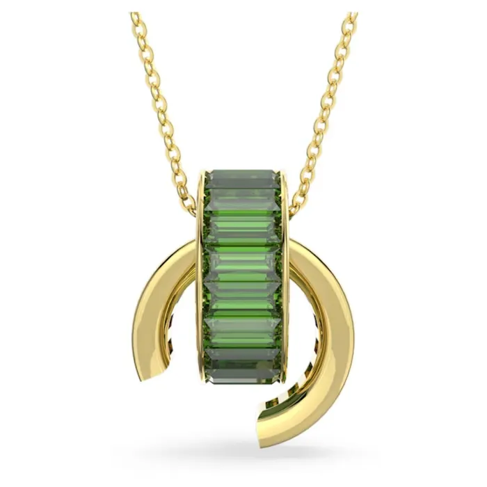 Swarovski Matrix Pendant Baguette Cut Green GoldTone Plated Swarovski Rings