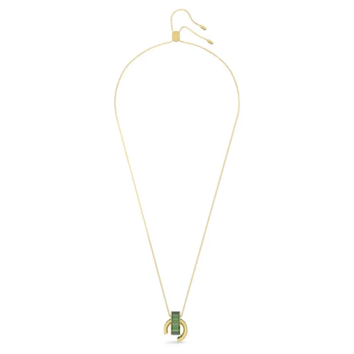 Swarovski Matrix Pendant Baguette Cut Green GoldTone Plated Swarovski Rings
