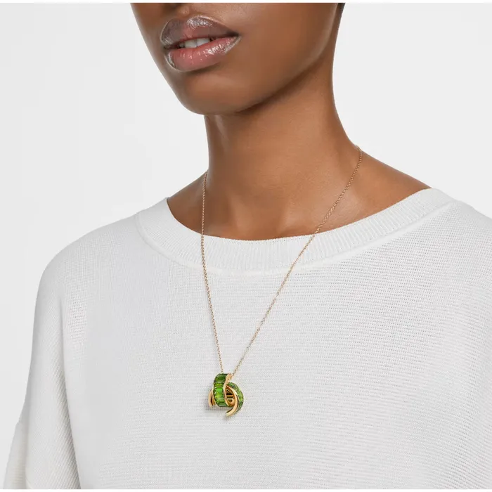 Swarovski Matrix Pendant Baguette Cut Green GoldTone Plated Swarovski Rings