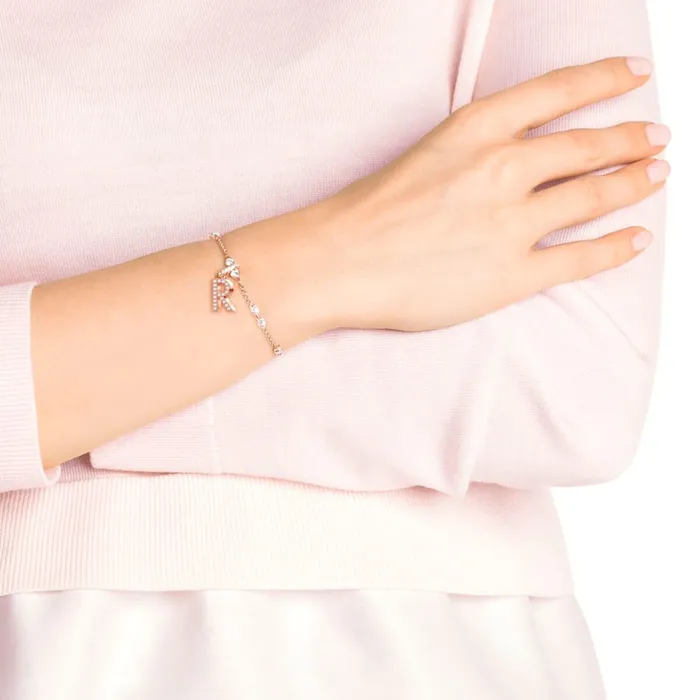 Swarovski Remix Collection Charm R White RoseGold Tone Swarovski Rings