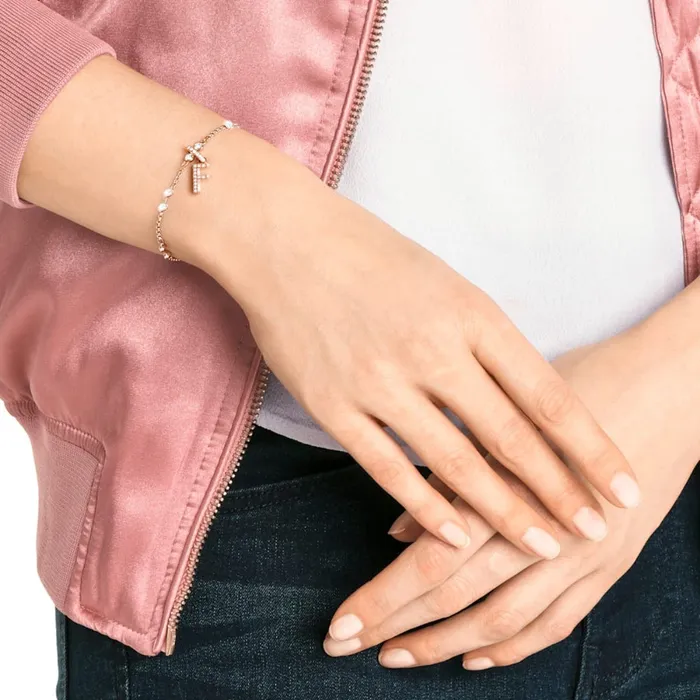Swarovski Rings Swarovski Remix Collection Charm F White RoseGold Tone