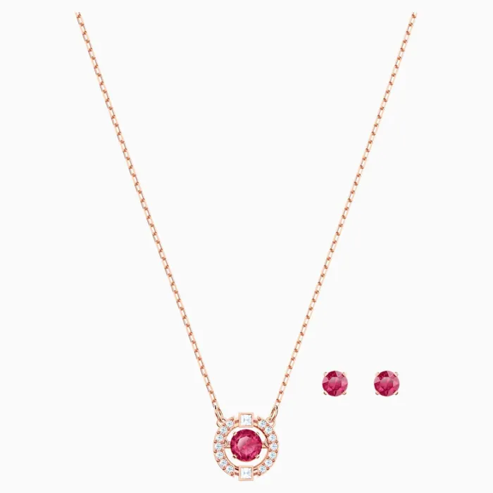 Swarovski Rings Swarovski Sparkling Dance Round Set Red RoseGold Tone