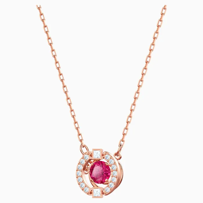 Swarovski Rings Swarovski Sparkling Dance Round Set Red RoseGold Tone