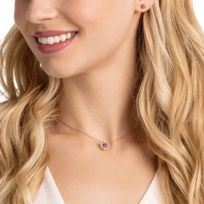 Swarovski Rings Swarovski Sparkling Dance Round Set Red RoseGold Tone