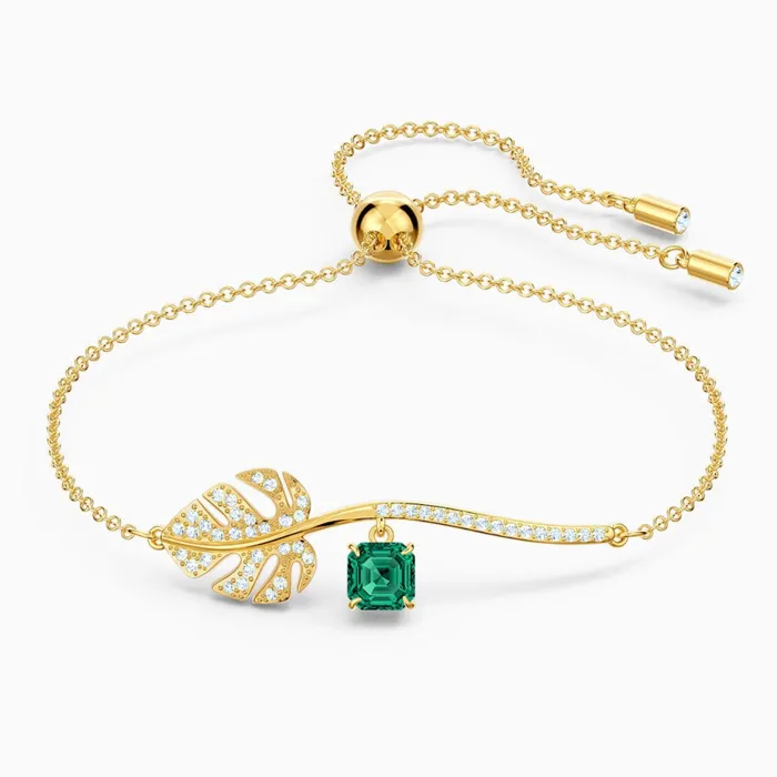 Swarovski Tropical Bracelet Green GoldTone Size M Swarovski Bracelets