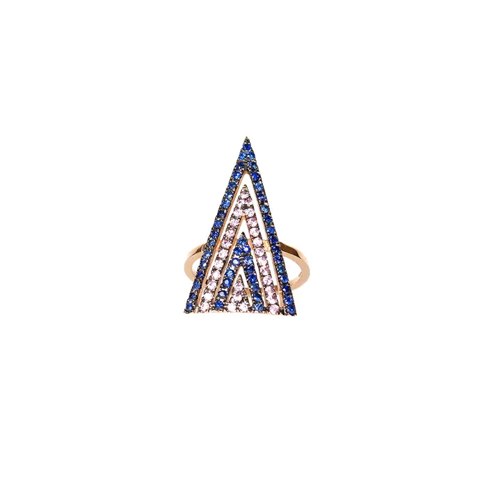 Terzihan Rings Terzihan 14 Carat Pink Gold Ring With Precious Stones Size 65