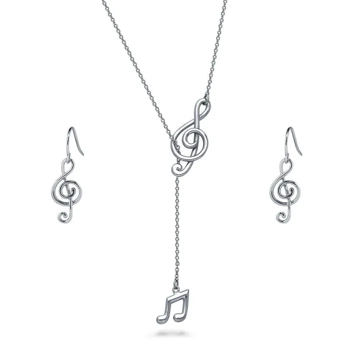 Treble Clef Music Note Set in Sterling Silver BERRICLE Earrings