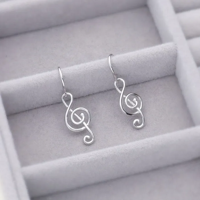 Treble Clef Music Note Set in Sterling Silver BERRICLE Earrings