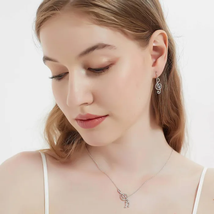 Treble Clef Music Note Set in Sterling Silver BERRICLE Earrings