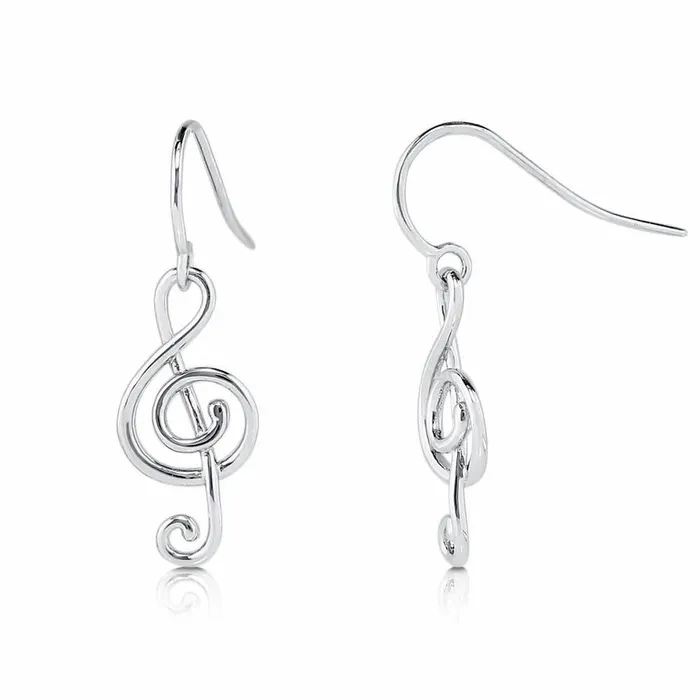 Treble Clef Music Note Set in Sterling Silver BERRICLE Earrings